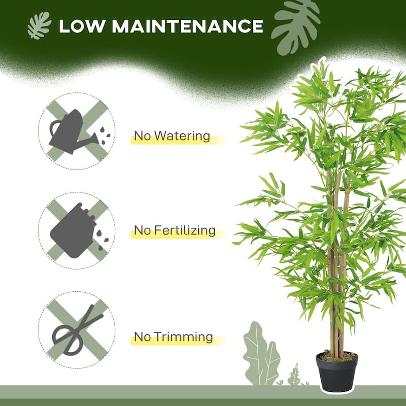 Artificial BamBoo Tree, 5Ft Fake Tree with Realistic LeaF and Natural Trunk, Decorative Plant in Nursery