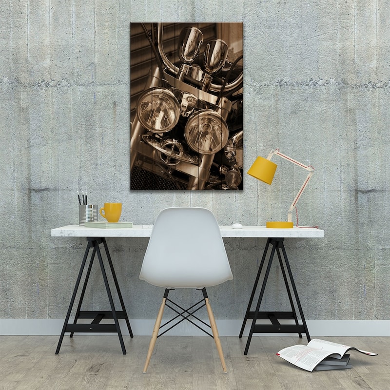 Harley Motorcycle Print On Wood by Unknown Artist - Multi-Color