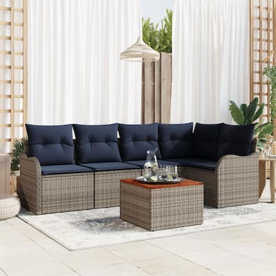 vidaXL 6 Piece Garden Sofa Set with Cushions - 91.5×48.2×27.2