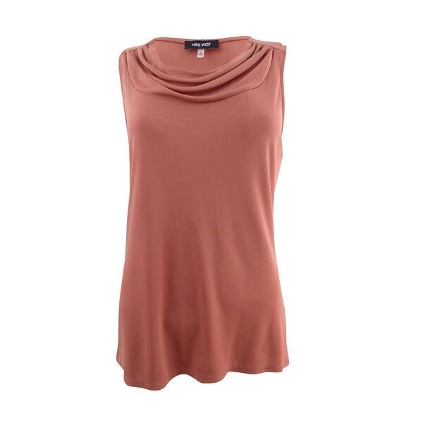 Shop Nine West Women S Draped Cowl Neck Shell Top Copper Free