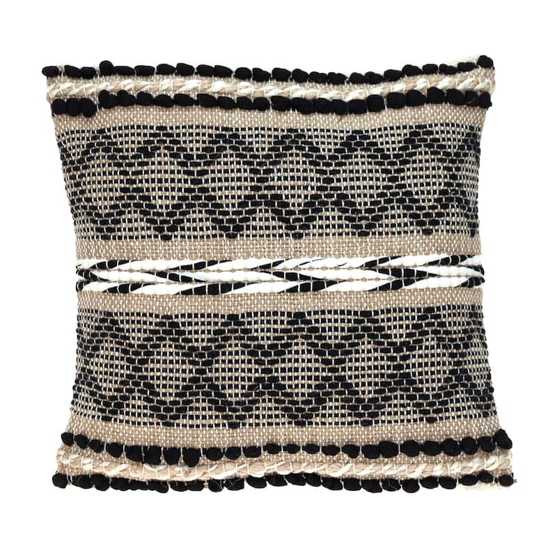 Black and Sand Woven Decorative Pillow