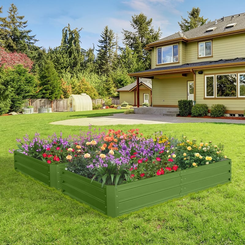 Metal Raised Garden Bed – Outdoor Planter Box Kit for Vegetables, Flowers, and Herbs (2 pack)