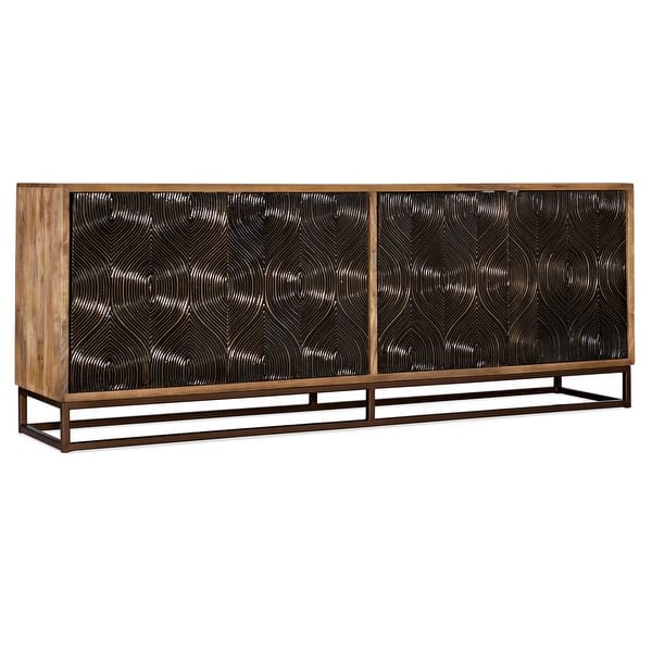 slide 2 of 4, Hooker Furniture Urban Modern 86" Wide Swirl Doors Home Entertainment Medium Natural