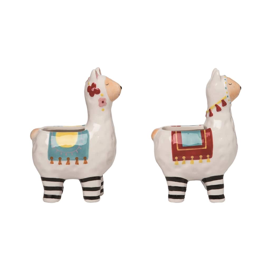 Transpac Ceramic Llama Mini Planter Set of 2 Spring Home Decorations