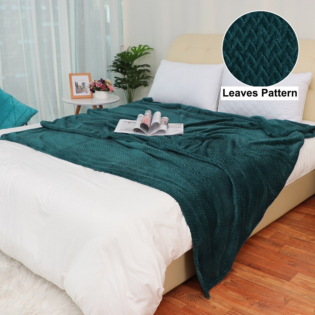 Shop Luxury Leaves Throws Fleece Warm Extra Large Sofa Blankets 78 X90 Dark Green Dark Green 78 X 90 Overstock 32192689