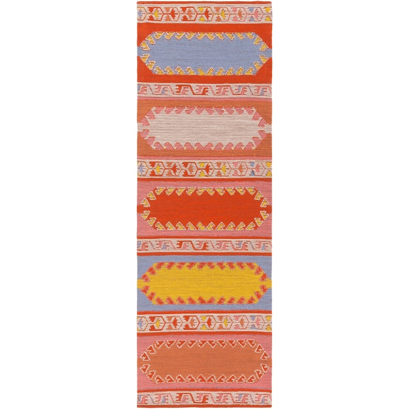 Livabliss Handmade Sajal Outdoor Recycled PET Area Rug - 2'6" x 8' - Brick Red Multi