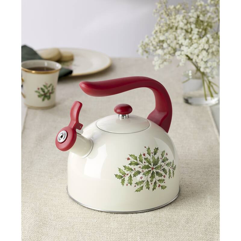 Lenox Holiday Metal Tea Kettle, Christmas