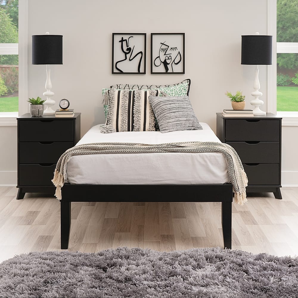 Purcell Bedroom 3-Piece Set with 3-Drawer Nightstands (Set of 2)