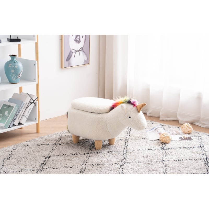 Uma the Unicorn Storage Upholstered Kids Ottoman