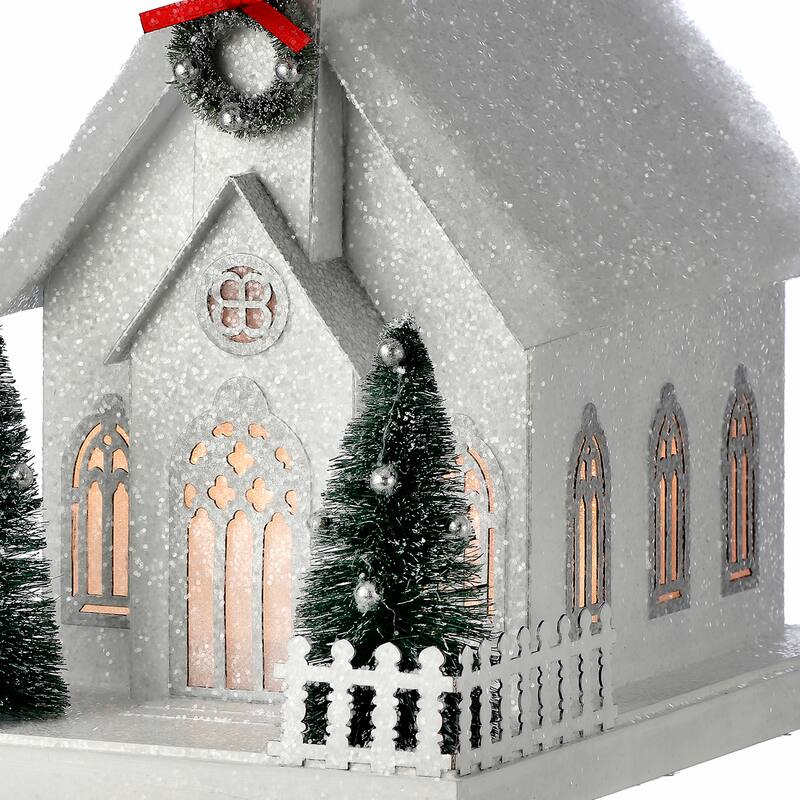 11.5" LED Battery Operated Timer Cardboard Country Church