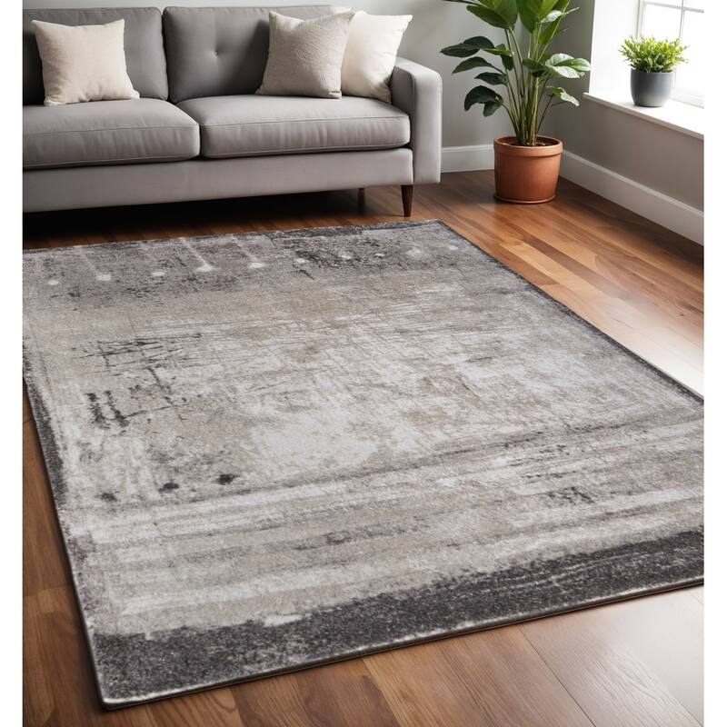 HomeRoots Abstract Industrial Rectangle Area Rug - 90.00 in. x 60.00 in.  x 1.00 in.