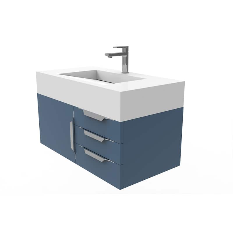 Nile 36-Inch Wall Mounted Bathroom Vanity Set w/ White Top