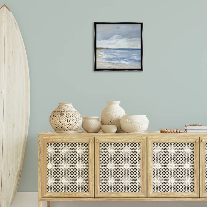 Stupell Stormy Beach Landscape Framed Floater Canvas Wall Art Design By Nan