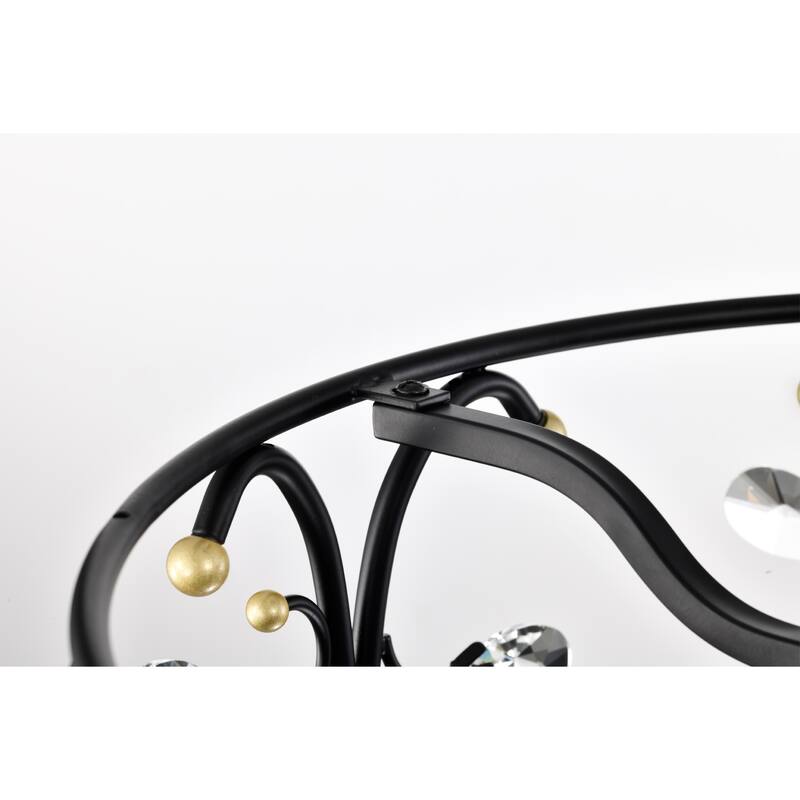 Matte Black and Gold 16 Inch Crystal Fandelier