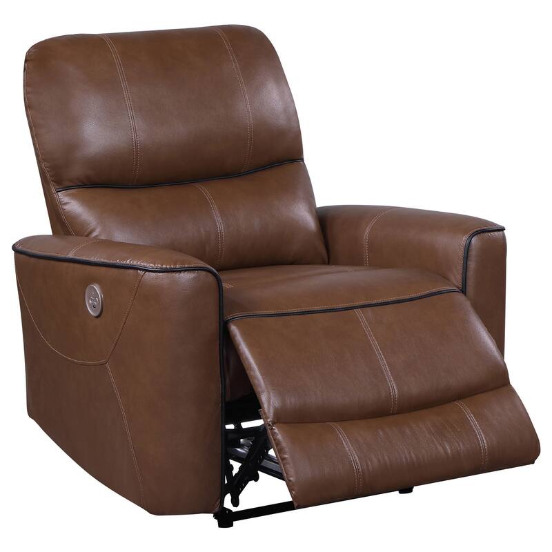 Lima Power Recliner Chair, Brown Faux Leather, USB Port, Foam Cushions