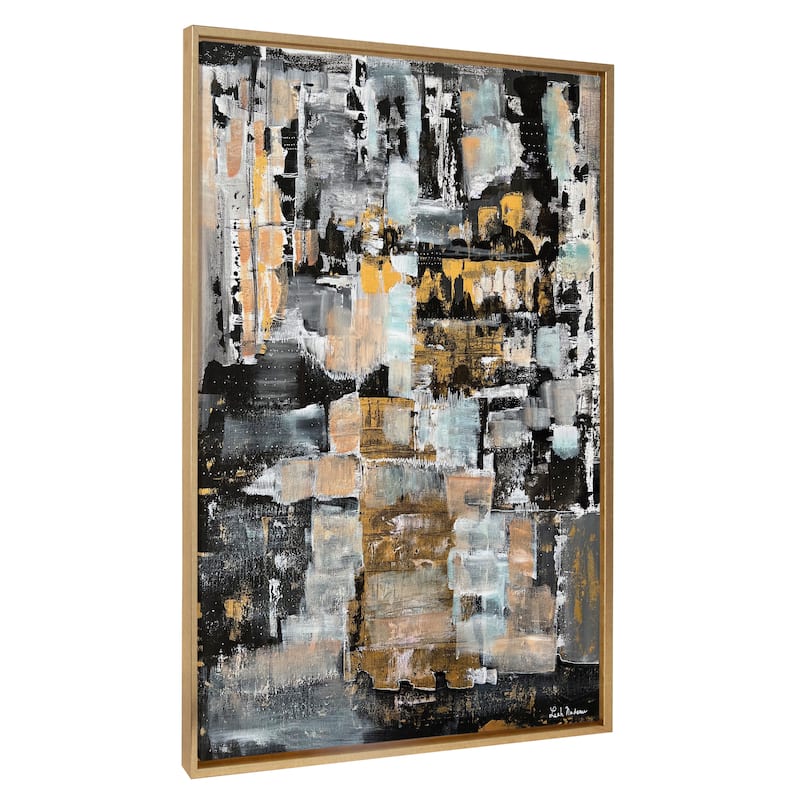 Kate and Laurel Sylvie Starry Night Framed Canvas by Leah Nadeau - 31.5x41.5 - Yellow