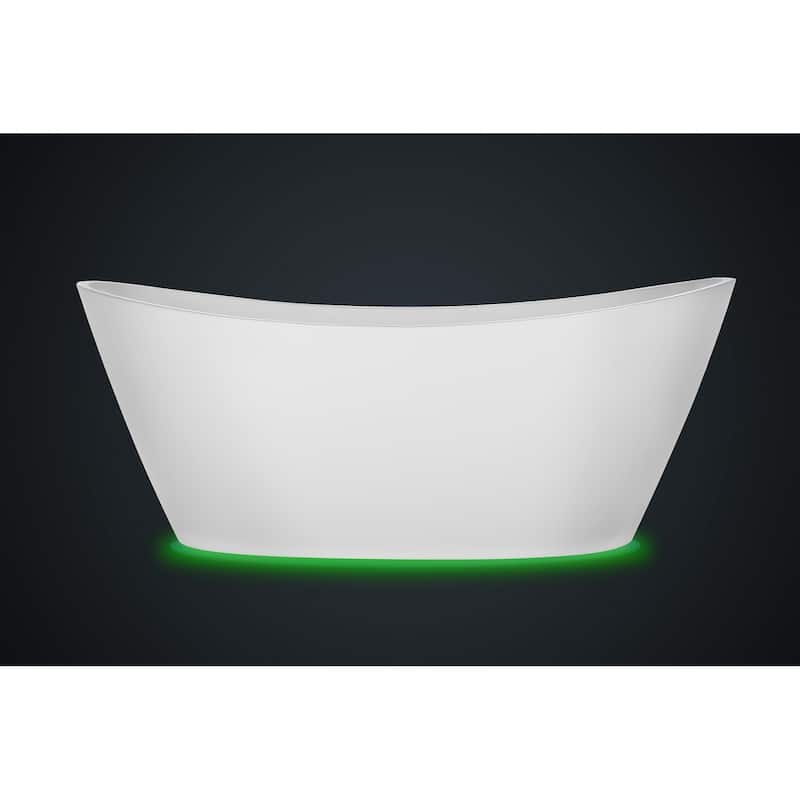 7 Color Changing Lights 59" X 30" Freestanding Soaking Bathtub