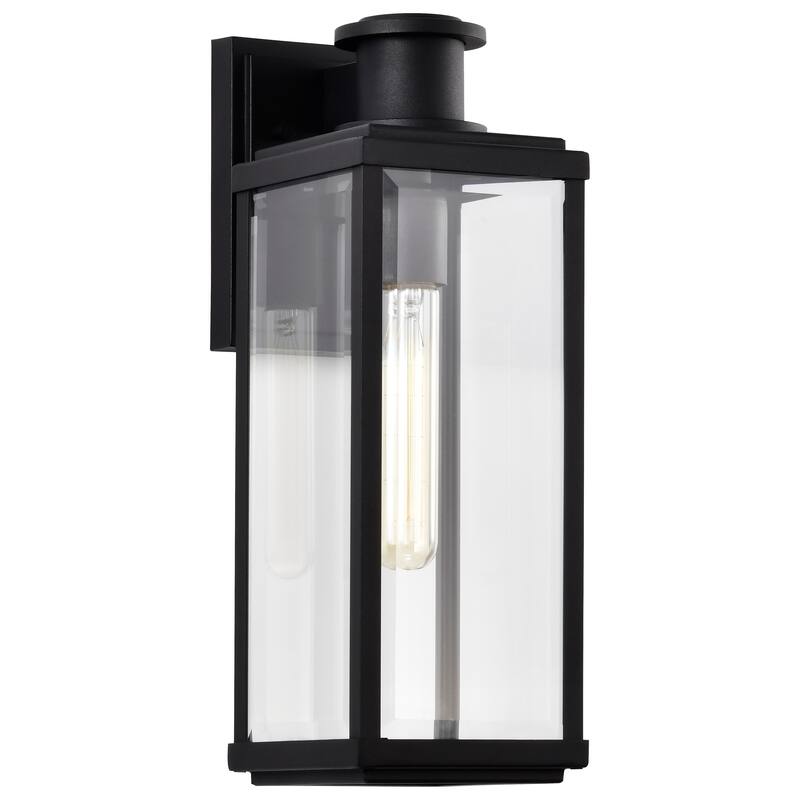 Luca Medium Outdoor Lantern Sand Black Finish Clear Beveled Glass - Sand Black - Sand Black