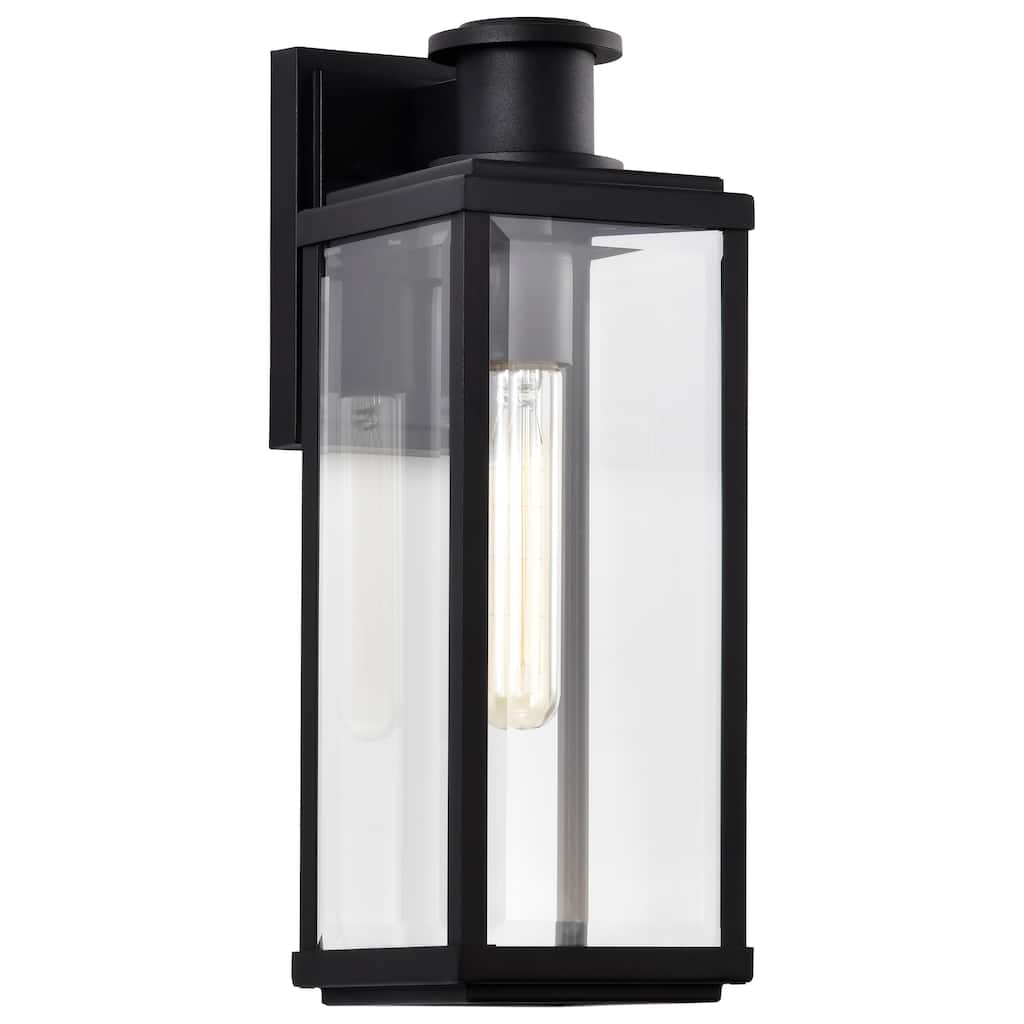 Luca Medium Outdoor Lantern Sand Black Finish Clear Beveled Glass - Sand Black