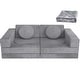 preview thumbnail 1 of 12, Kids Couch, 12PCS Toddler Couch with Blanket for Bedroom Playroom, Multifunctional Nugget Couch Kids Play Couch Sofa Grey