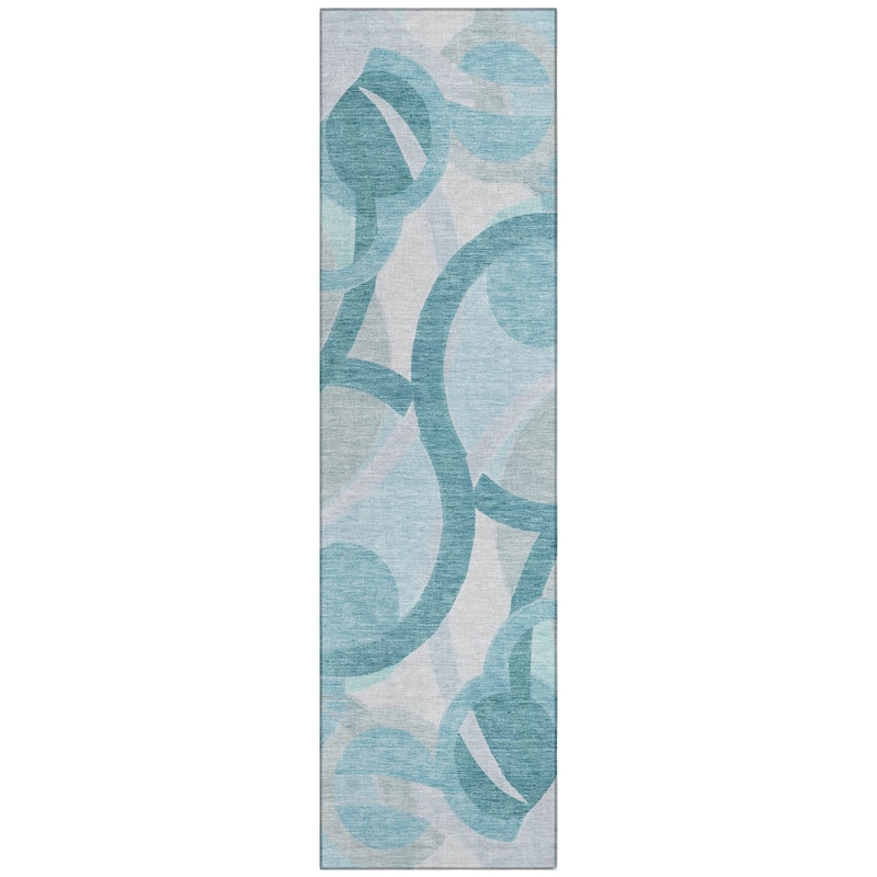 Machine Washable Indoor/Outdoor Contemporary Deco Chantille Rug