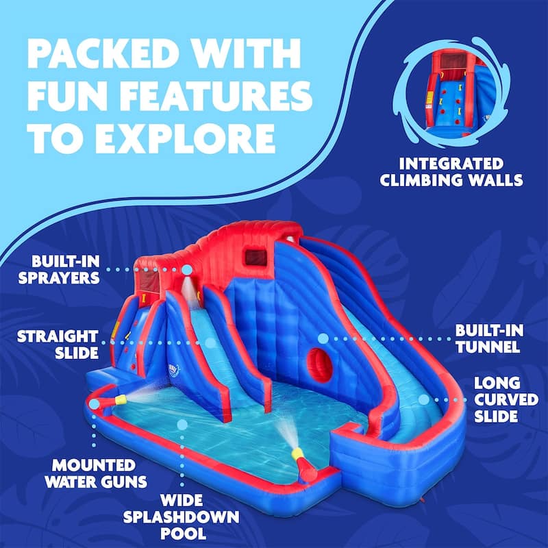 Sunny & Fun Deluxe Adventure Inflatable Water Slide Park - Blue