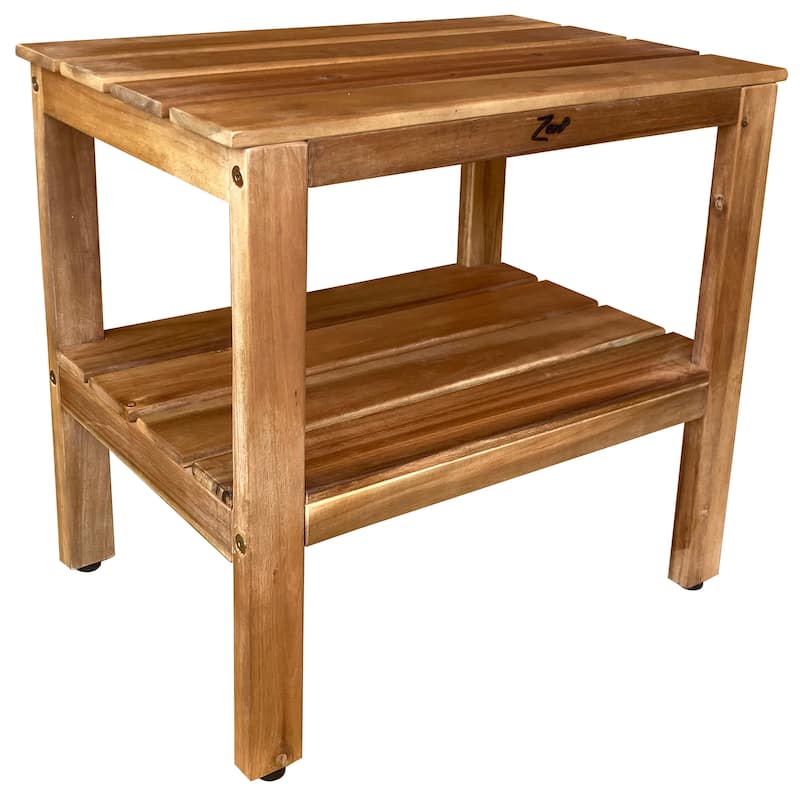 Zen® Acacia 18" Length Shower Bench with Shelf - 18"T x 18"W x 11.8"D - 18"T x 18"W x 11.8"D - Natural Acacia