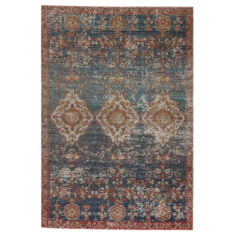 Francisco Indoor/ Outdoor Medallion Blue/ Red Area Rug - 9'10" x 14'