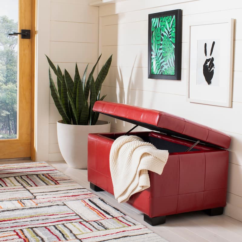 SAFAVIEH Lissa Red Manhattan Storage Bench - 30" x 18" x 17" - 30Wx18Dx17H