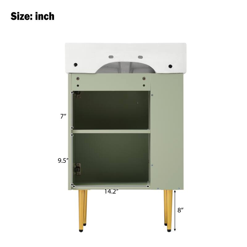 GDFStudio - Aria Wood & Ceramic Bathroom Vanity Combo Cabinet with Single Sink