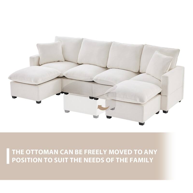 Modern Chenille Multi-Seat Sectional Sofa