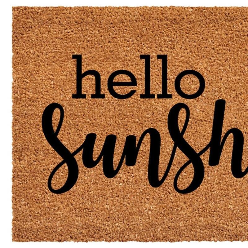 HomeRoots 30" X 48" Brown And Black Hello Sunshine Outdoor Coir Door Mat - 30.00' X '48.00