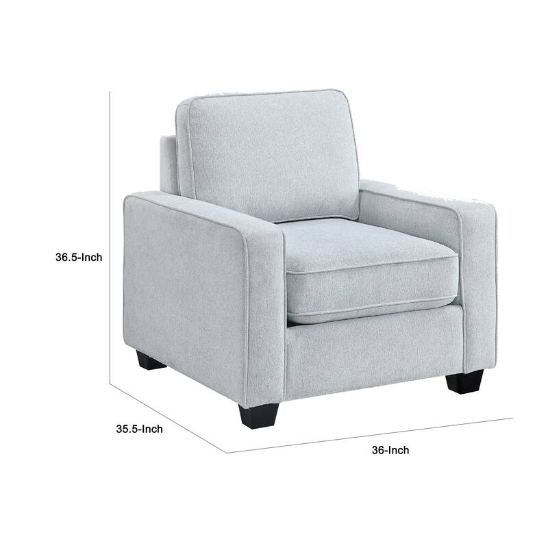 Pery Accent Chair w Reversible Cushions, Modern Light Gray Polyester