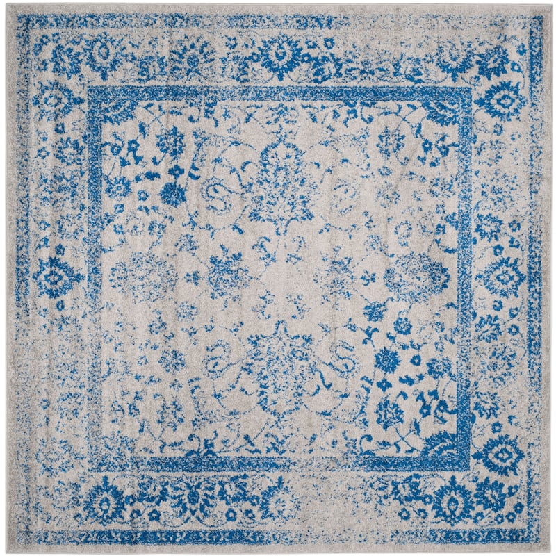 SAFAVIEH Adirondack Dakota Rustic Shabby Chic Distressed Rug - 8' x 8' Square - Grey/Blue