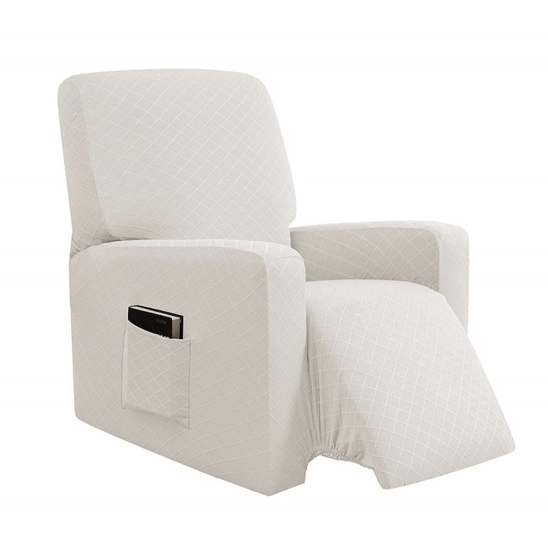 Enova Home Ultra Soft Rhombus Stretch Fabric Recliner Slipcover with Elastic Bottom Side Pocket