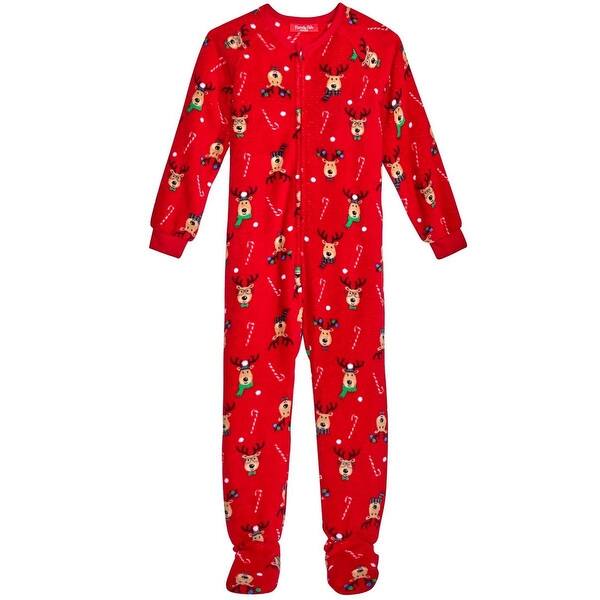 Shop Family Pjs Reindeer Footed Pajamas Kids Christmas Overstock