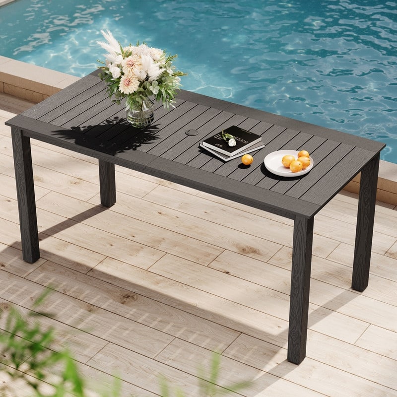 WINSOON HIPS All Weather Outdoor Patio Dining Sets with Umbrella Hole& Aluminum Frame - Grey1Table