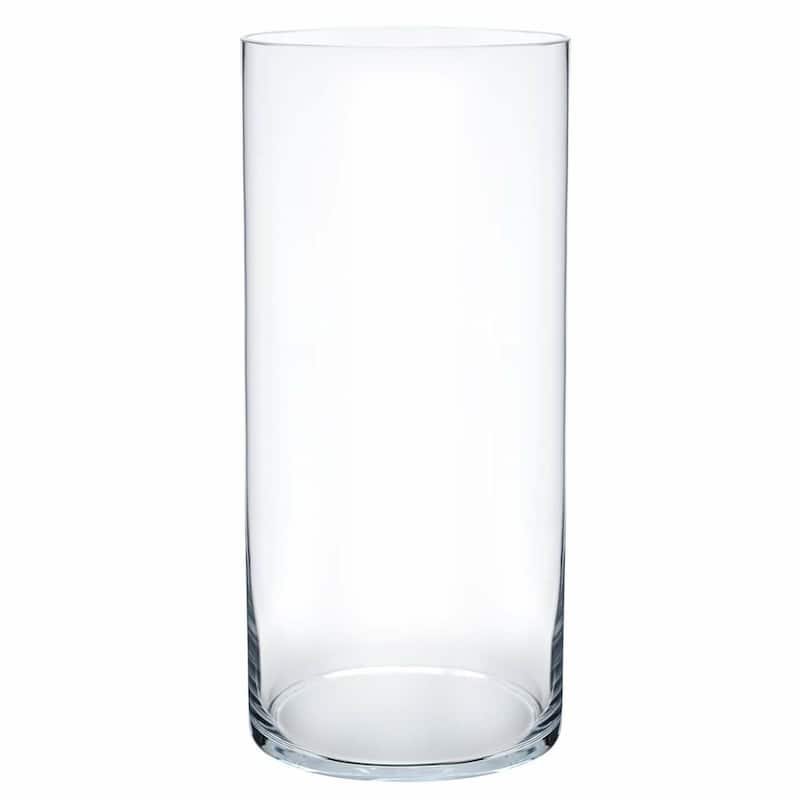 Enova Home Cylinder Shape Clear Flower Glass Vase For Home Garden Decoration - 5.0" W x 12.0" H