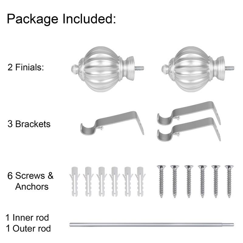 UTOPIA ALLEY Wall Mounted 3/4 Inch Curtain Rod - Curtain Rods For Windows, Adjustable Drapery Rods