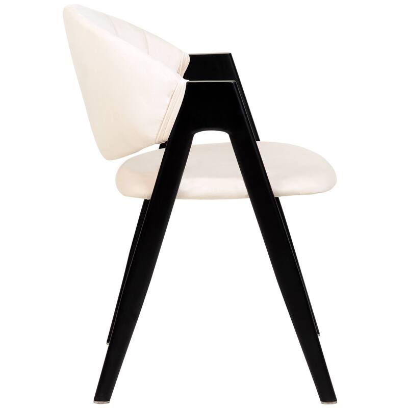 LeisureMod Mid-Century Modern Upholstered Dining Chair in Polyester with Curved Back and Iron Base for Home & Kitchen