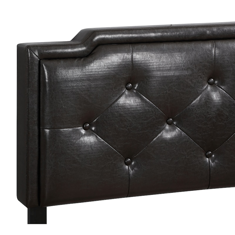 Upholstered Jewel Tufted Full Panel Bed - 81" - Black