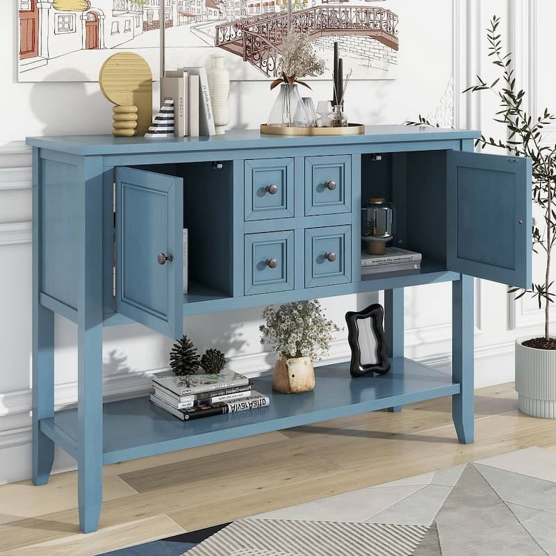 46 "W Modern Vintage Storage Dresser with Four Small Drawers and Bottom Shelf