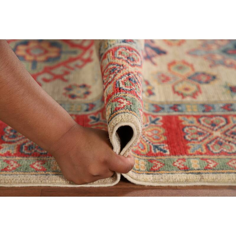 Geometric Kazak Runner Rug Handmade Foyer Wool Carpet - 2'10" x 9'7"