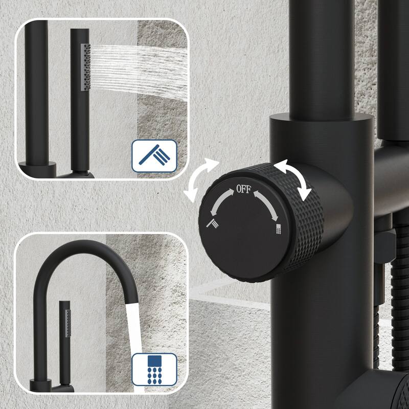 Modland 46'' Outdoor Shower System 316 Stainless Steel Thermostatic Freestanding Poolside Faucet with Swivel Spout - 46'' H