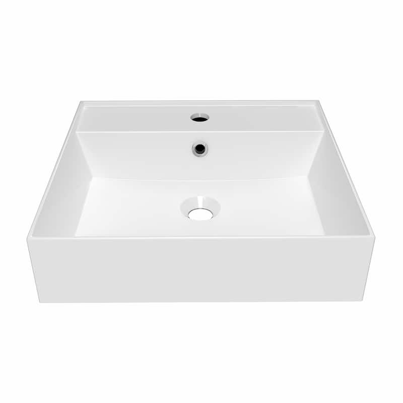Rectangular Wall Mount Basin with Faucet Drilling Options and Overflow