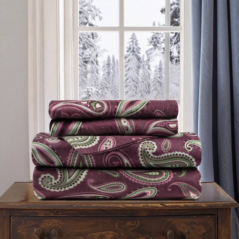Superior Cotton Flannel Paisley Bed Sheet Set