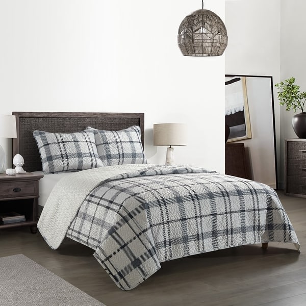 slide 2 of 8, Dearfoams Willisville Micromink 3pc Quilt Set with Micromink Reverse