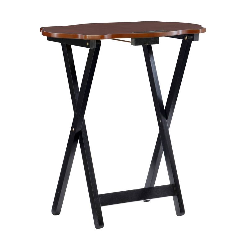 5-Piece Wooden Folding Tray Table Set - 26.25" - Brown and Black