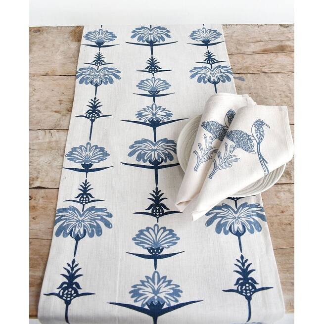 French Home Tropical Garden Table Runner - Indigo and Sky