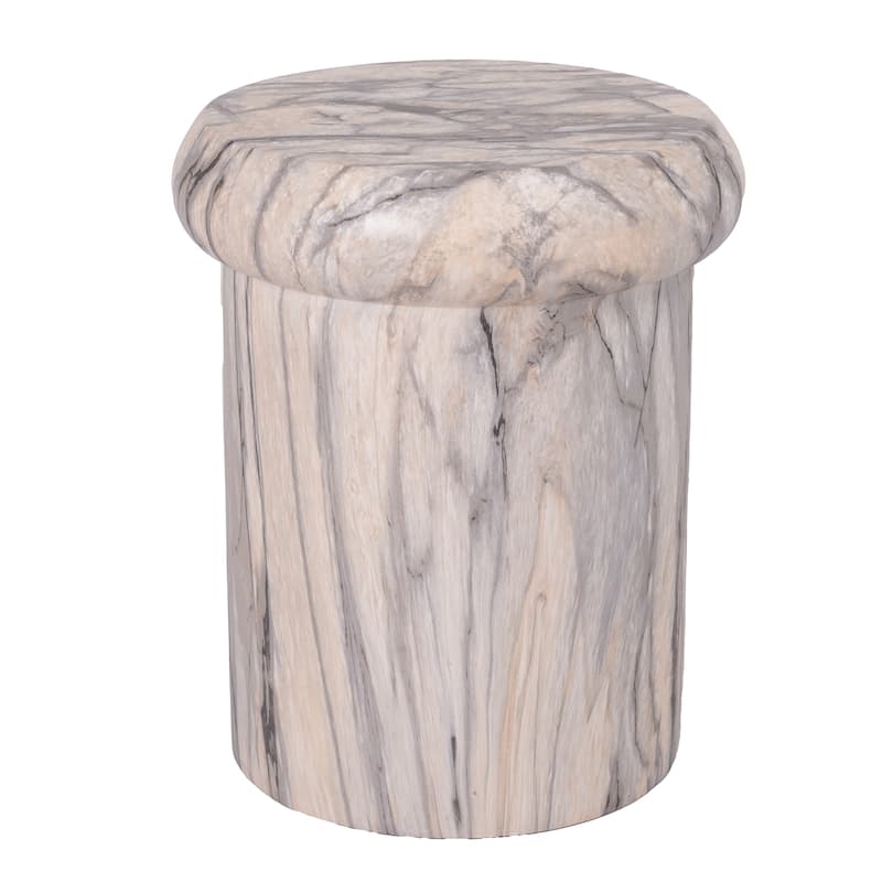 Christopher Knight Home - Lightweight Concrete Sculptural Side Table with Faux Marble Travertine Finish for Indoor & Outdoor